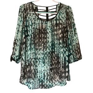 Black gray and blue sheer blouse from A. Byer size XL